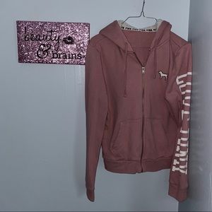 VS PINK Full Zip with Sherpa Hood